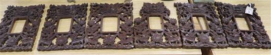 Six Chinese carved wood frames